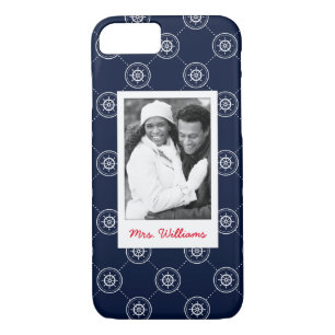 Captain'S Wheel Pattern   Your Photo & Name iPhone 8/7 Case