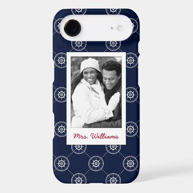 Captain'S Wheel Pattern | Your Photo & Name Case-Mate iPhone Case (Back)