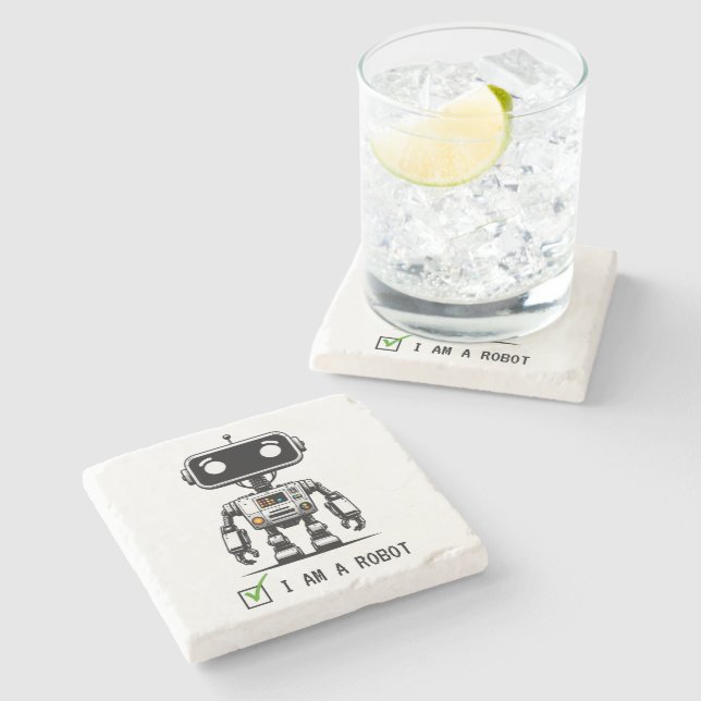 Captcha Robot – I am a Robot Stone Coaster (Side)