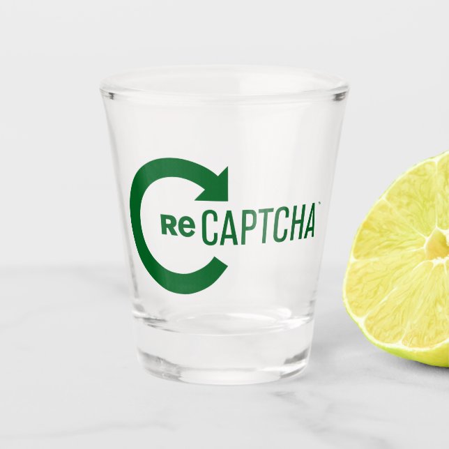 CAPTCHA Shot Glass – Bot-Blocking Barware (Front)
