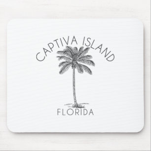 Captiva Island Beach Design Palm Tree Illustration Mouse Pad