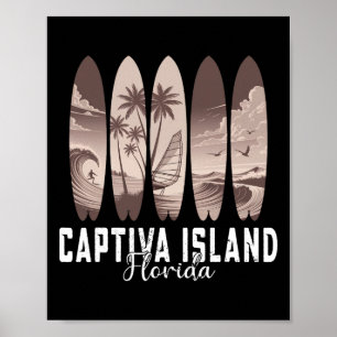 Captiva Island Florida Surfboard Men Women Surfing Poster