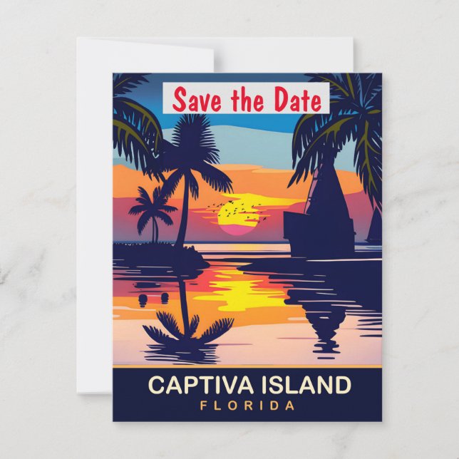 Captiva Island, Florida, Travel Postcard,  Save The Date (Front)
