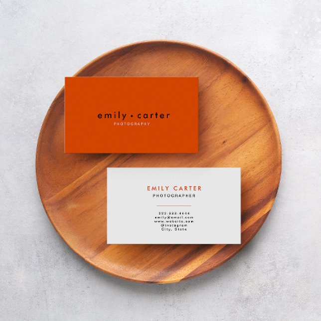 Captivate with Minimalist Chic: Trendy Orange Business Card (A stunning modern orange and white business card.)