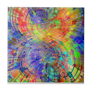 Captivateing Colorful Spirals Ceramic Tile