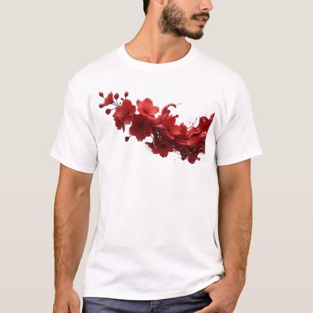 Captivating ABSTRACT FLOWER Design T-Shirt (Front)