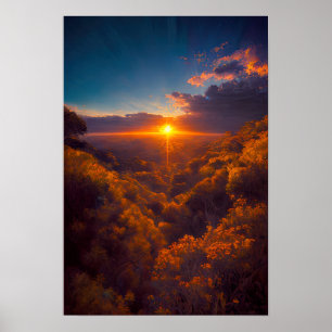 Captivating African Sunset in Golden Splendour Poster