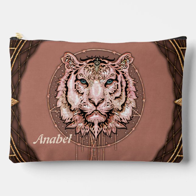 Captivating and artistic depiction of a tiger accessory pouch (Front)