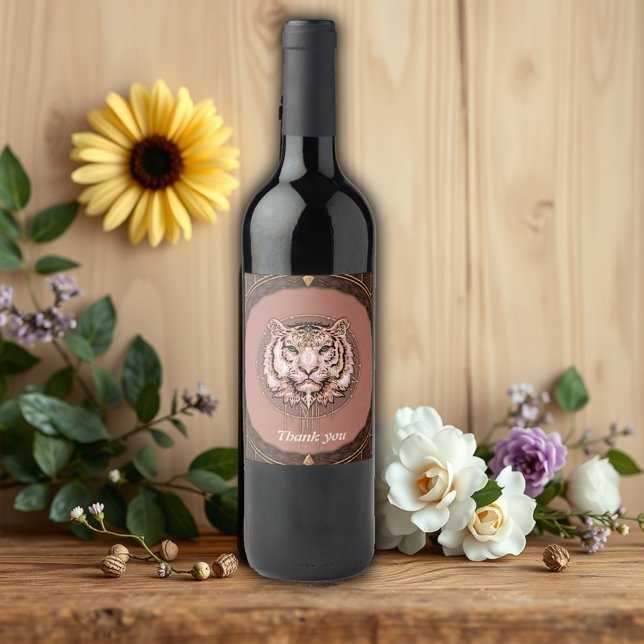 Captivating and artistic depiction of a tiger wine label (Creator Uploaded)