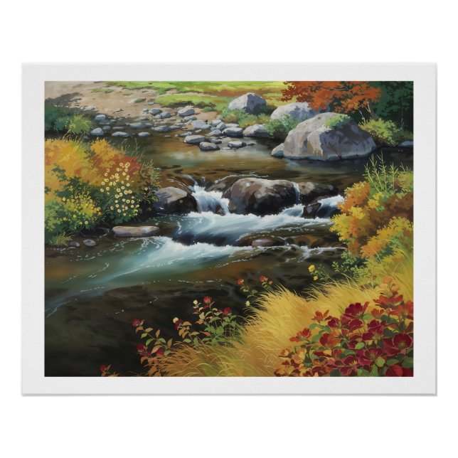 Captivating Anime-Style Oil Painting of Autumn  Poster (Front)