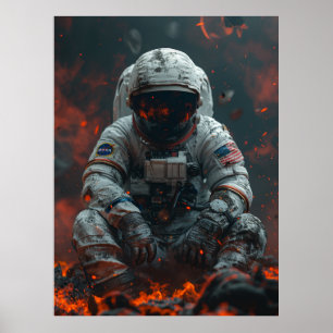 Captivating Astronaut Sitting on the Moon Poster