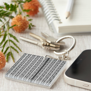 Captivating Black and White Pattern Photo Key Ring