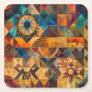 Captivating Blue "Inherited Artistry" Square Coast Paper Coaster