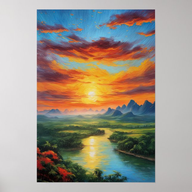 Captivating Crimson Sunset  Poster (Front)