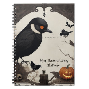 Captivating Crow and Skull Design for a Spooky Notebook