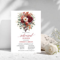 Captivating Deep Red Autumn Rehearsal Dinner