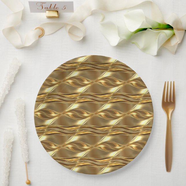 Captivating gold pattern paper plate (Wedding)