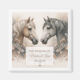 Captivating Horses Custom Wedding Magnet