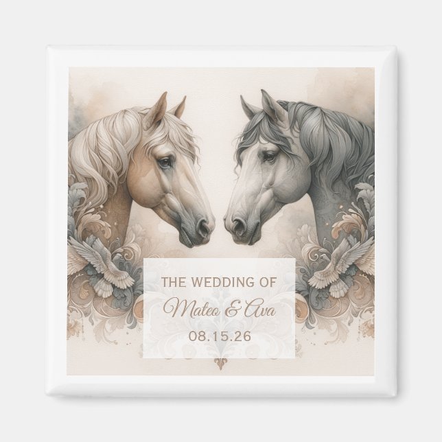 Captivating Horses Custom Wedding Magnet (Front)