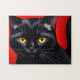 Captivating Kitty Art Portrait 252-Piece Black Cat Jigsaw Puzzle