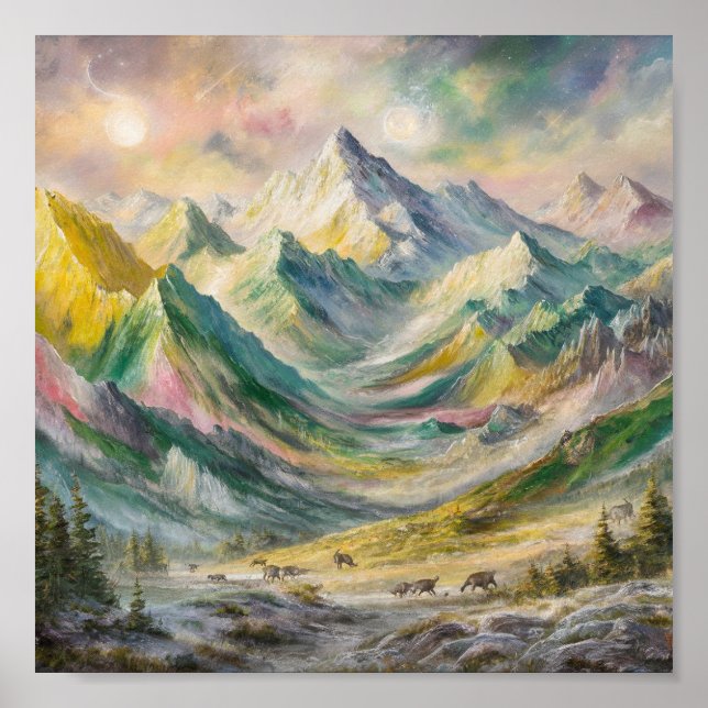 Captivating Mountainscape Painting Poster (Front)