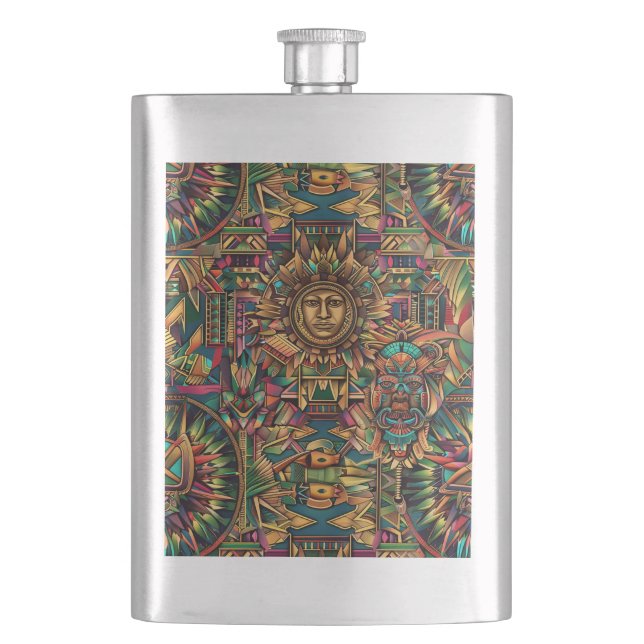 Captivating Navy "Vibrant Historical Emblem" Class Hip Flask (Front)