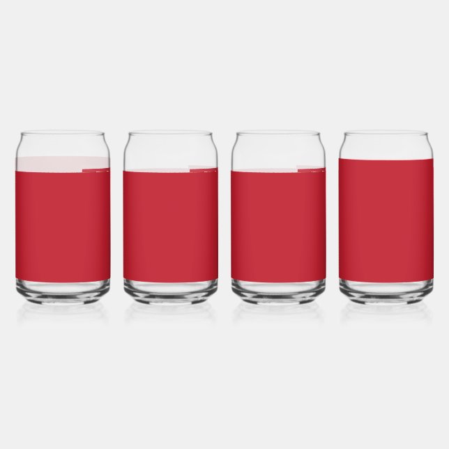 Captivating Red Background White Border Design Can Glass (Front)