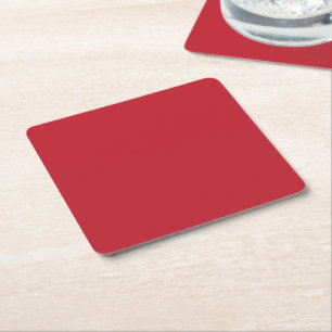 Captivating Red Background White Border Design Square Paper Coaster