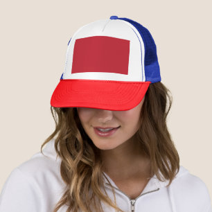 Captivating Red Background White Border Design Trucker Hat
