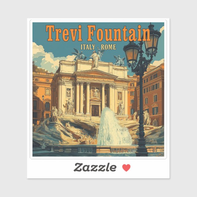 Captivating Trevi Fountain, Rome - Vintage (Sheet)