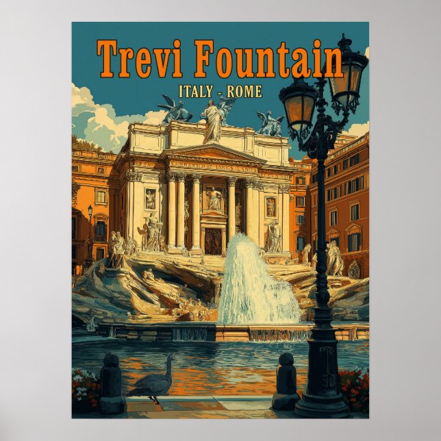 Captivating Trevi Fountain, Rome - Vintage Poster (Front)