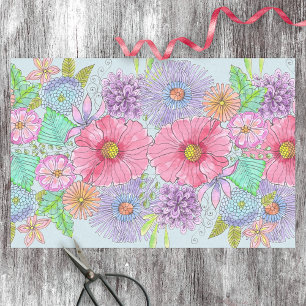 Captivating Watercolor Blossoms and Leaves Tissue Paper