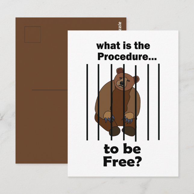 Captive Animal Bear Asking Procedure To Be Free  Postcard (Front/Back)