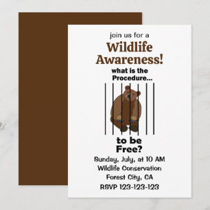 Captive Animal Bear Freedom Wildlife Awareness Invitation