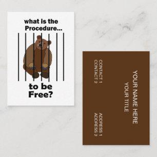 Captive Animal Bear Freedom Wildlife Conservation Business Card