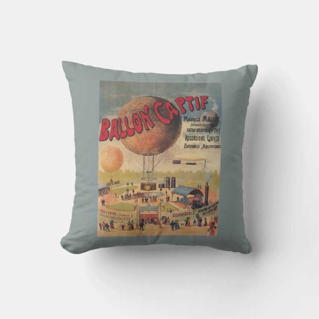 Captive Balloon Rides at a Exposition Poster Cushion (Front)