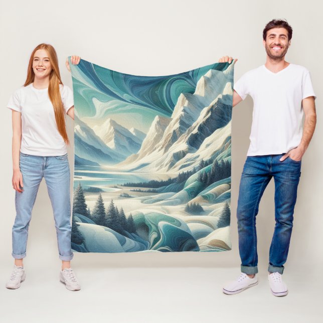 Capture Art Winter Scene & Snow and Ice Crystals Fleece Blanket (In Situ)