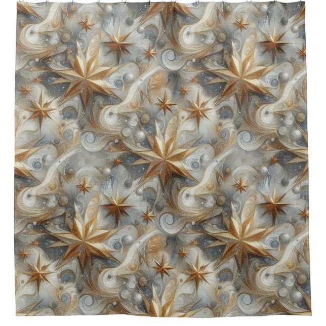 Capture Art Winter Scene & Snow and Ice Crystals Shower Curtain (Front)