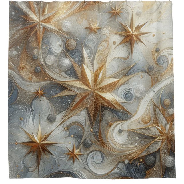 Capture Art Winter Scene & Snow and Ice Crystals Shower Curtain (Front)