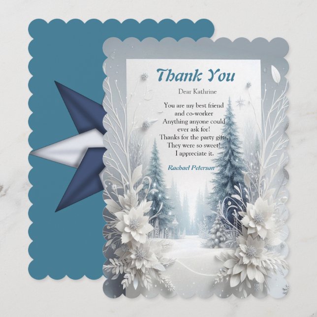 Capture Art Winter Scene & Snow and Ice Crystals Thank You Card (Front/Back)