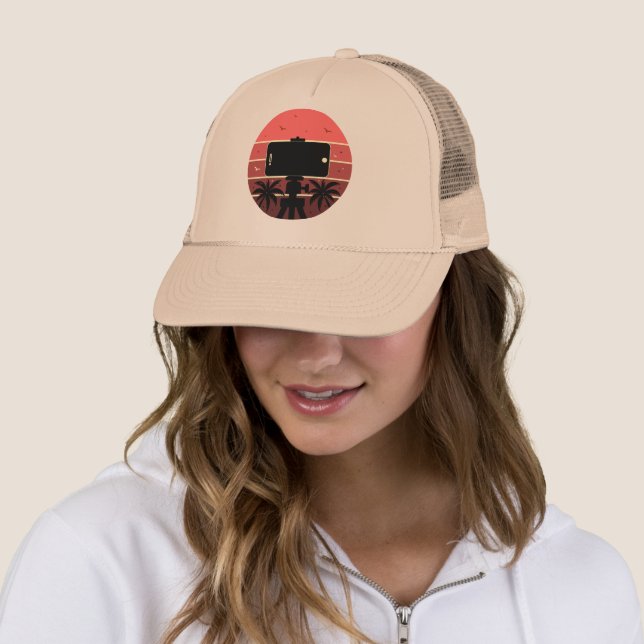 Capture Life Vibes – Tropical Sunset Creator Trucker Hat (In Situ)