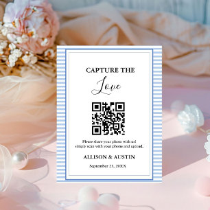 Capture love QR codeDusty Blue wedding Pedestal Sign