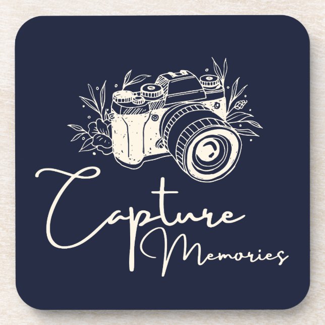 Capture Memories Photography Quote Coaster (Front)