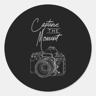 Capture Moment Camera Photography Photographer Classic Round Sticker