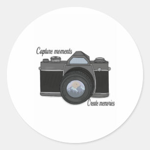 Capture moments....create memories  classic round sticker