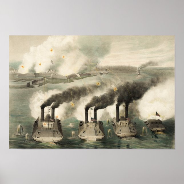 Capture Of Fort Henry By Union Ironclads - 1862 Poster (Front)
