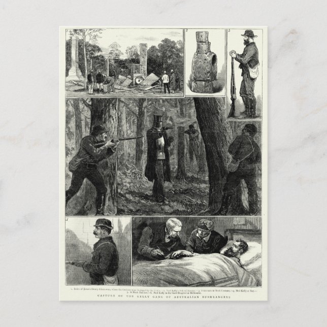 Capture of the Ned Kelly Gang Postcard (Front)
