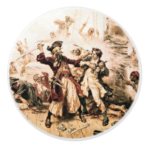 Capture, Pirate Blackbeard, Queen Anne's Revenge Ceramic Knob