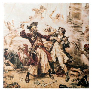 Capture, Pirate Blackbeard, Queen Anne's Revenge Ceramic Tile