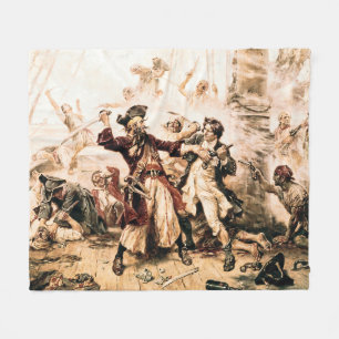 Capture, Pirate Blackbeard, Queen Anne's Revenge Fleece Blanket